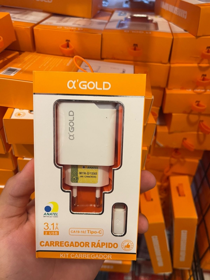 Carregador Type-C 3.1A 2 USB A'Gold - CA19-10