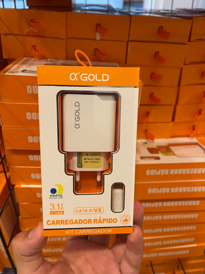 Carregador V8 3.1A 2 USB A'Gold - CA19-8