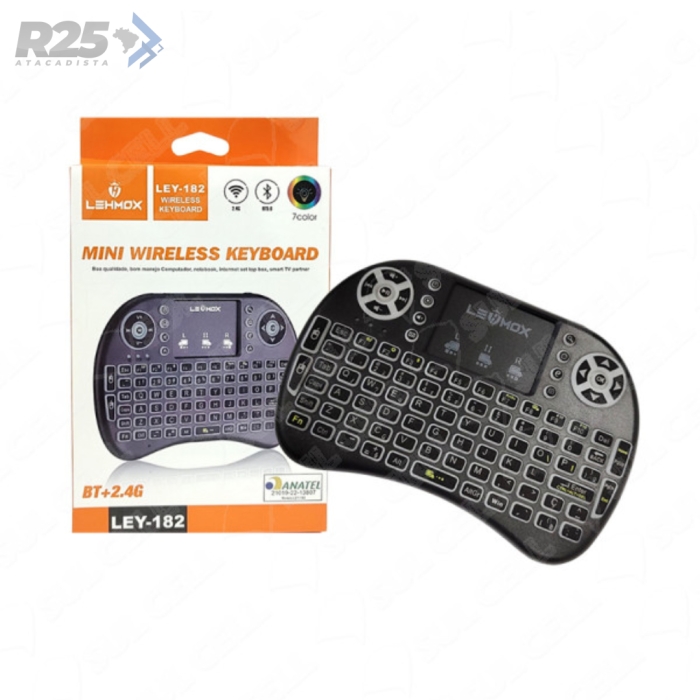 Mini Teclado Iluminado e Mouse Touch Integrado LEY - 182 