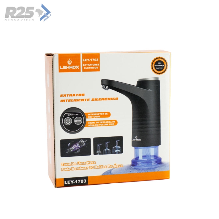 Bomba Elétrica Recarregável para Galão De Água Lehmox - LEY-1703