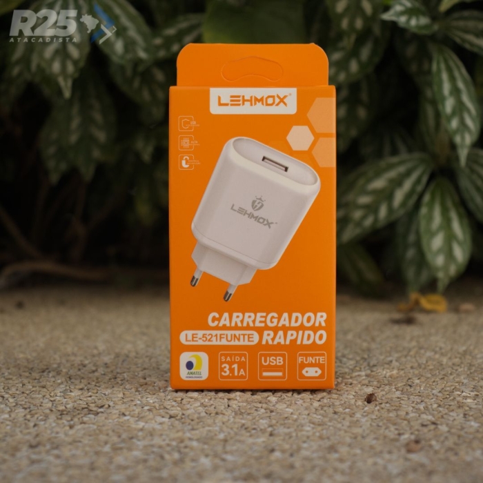 Fonte Carregador Rápido USB 3.1A Lehmox - LE521F