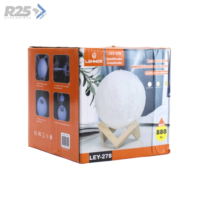 Luz Noturna Umidificador Aromatizante Lunar - LEY-278