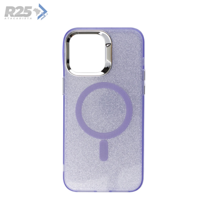 Capa Premium Acrílica Transparente com Glitter Magsafe - Apple