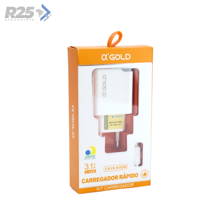 Carregador Lightning 3.1A 2 USB A'Gold - CA19-9