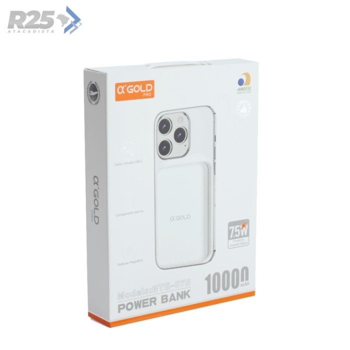 Carregador Portátil Magnético 10.000mAH A'Gold - BTE-07B