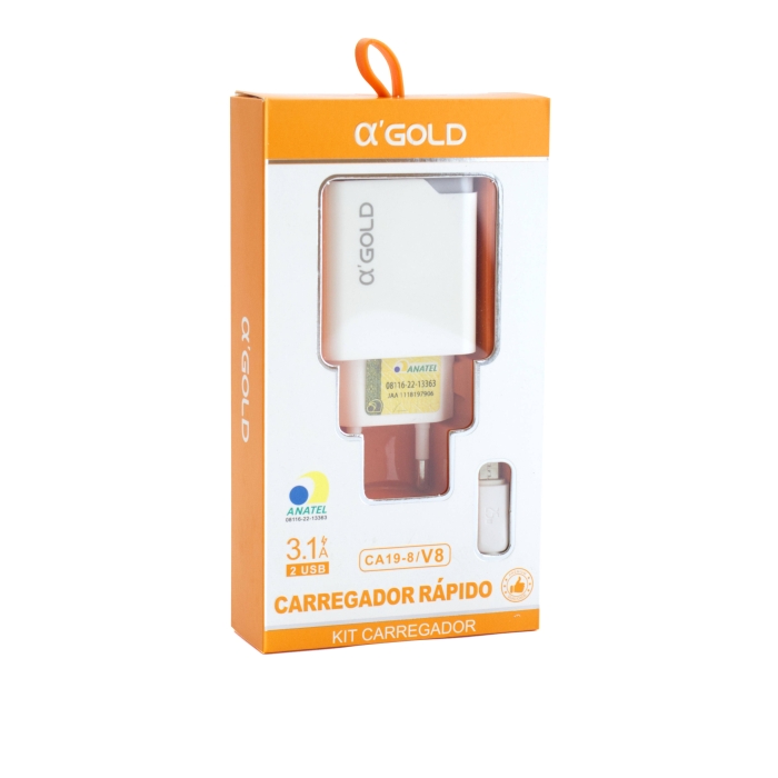 Carregador V8 3.1A 2 USB A'Gold - CA19-8