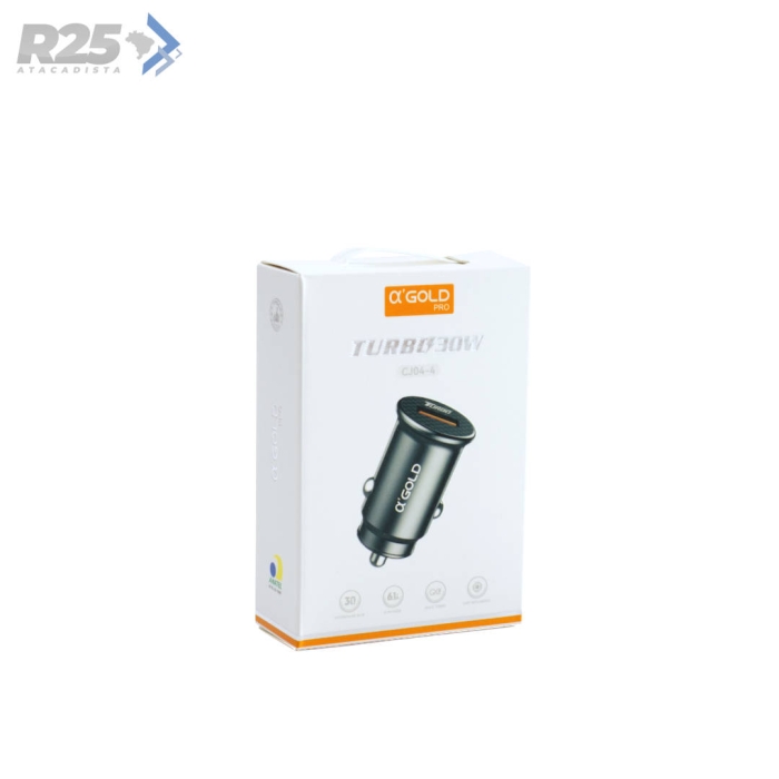 Carregador Veicular Turbo 30W A'Gold - CJ04-4