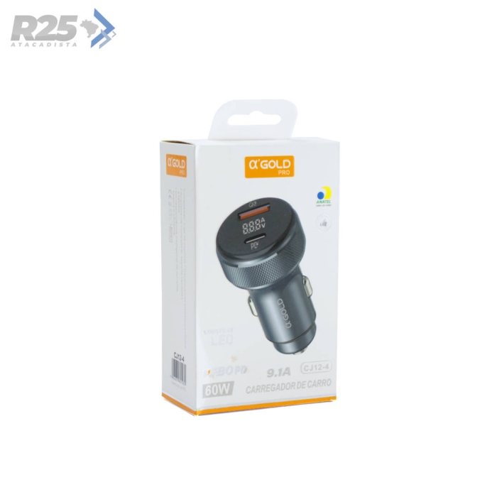 Carregador Veicular Turbo 9.1A A'Gold -  CJ12-4