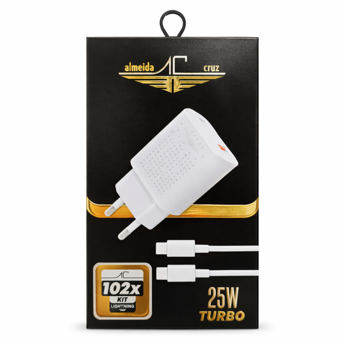 Carregador Turbo 25W + Cabo Standard 102X Kit Lightning