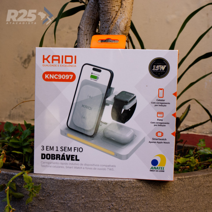 Carregador portátil por indução 3 em 1 dobrável KNC-9097 - KAIDI