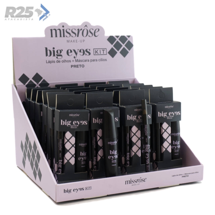 Kit Big Eyes Lápis+Mascara para Cilios Preto - Miss Rôse BX7002-031M