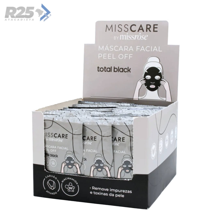 Máscara Facial Peel Off Total Black 8g - Miss Rôse MR166/C