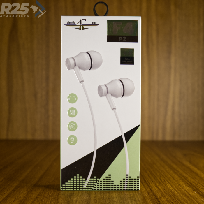 Fone de Ouvido Premium Com Ponta de Silicone P2 1,2 Metros Almeida Cruz - Modelo F4