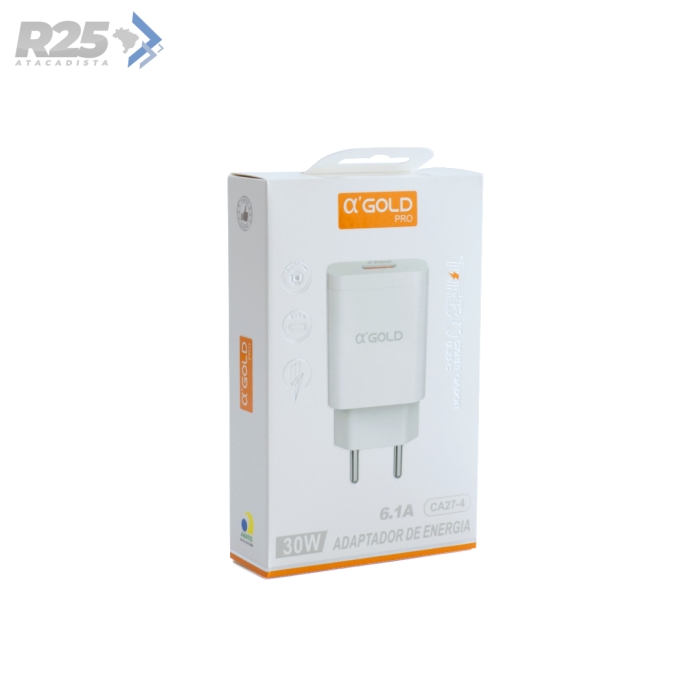 Fonte Carregador Turbo USB 30W 6.1A A’Gold - CA27-4