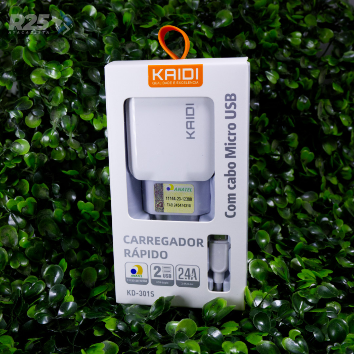 Carregador V8 2.4A 2 USB Kaidi - KD-301S