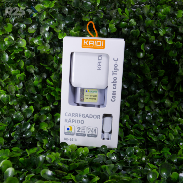 Carregador Type-C 2.4A 2 USB Kaidi - KD-301C