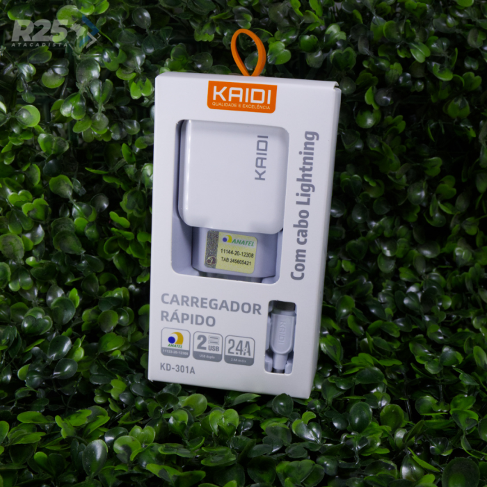 Carregador Lightning 2.4A 2 USB Kaidi - KD-301A