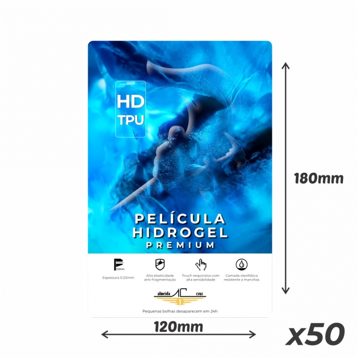 Pacote de Lâminas Hidrogel Premium HD para Máquina de Películas Almeida Cruz - Celular - 50 Unidades
