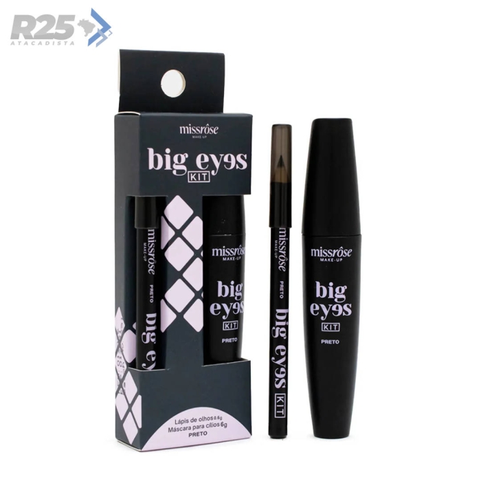 Kit Big Eyes Lápis+Mascara para Cilios Preto - Miss Rôse BX7002-031M