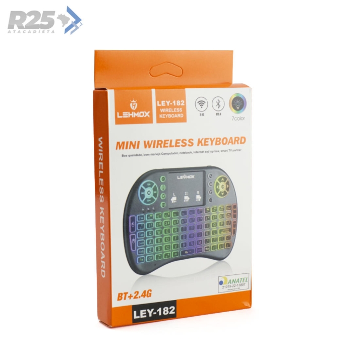 Mini Teclado Iluminado e Mouse Touch Integrado LEY - 182 