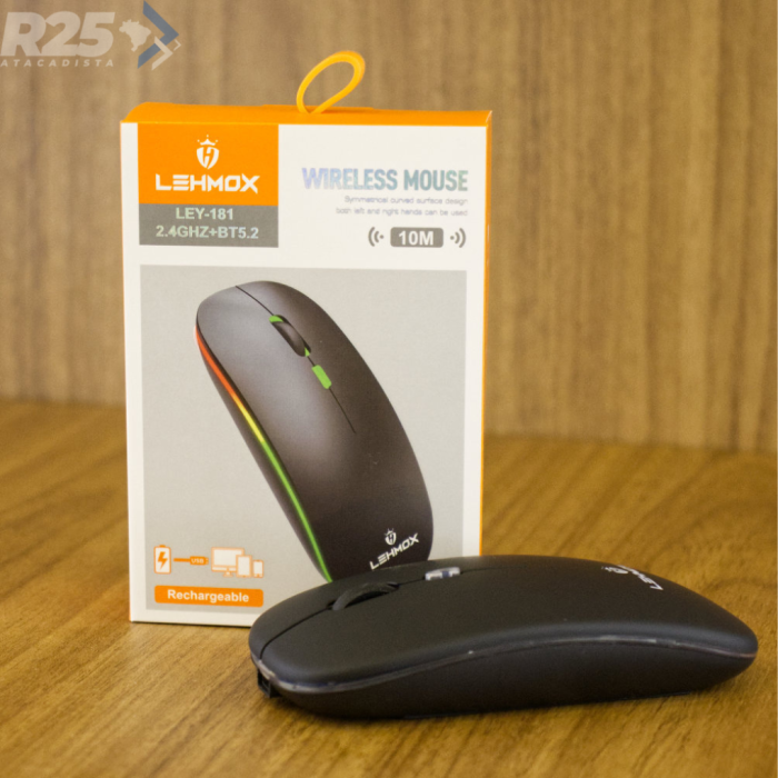 Mouse Sem Fio Recarregavél Óptico Lehmox - LEY-181