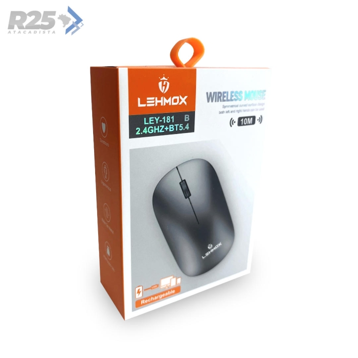 Mouse Sem Fio Recarregavél Óptico Lehmox - LEY-181B