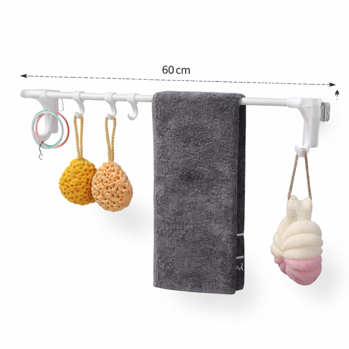 Suporte de Parede Multifuncional 60 cm com 6 Ganchos STARMEGA - ST-701